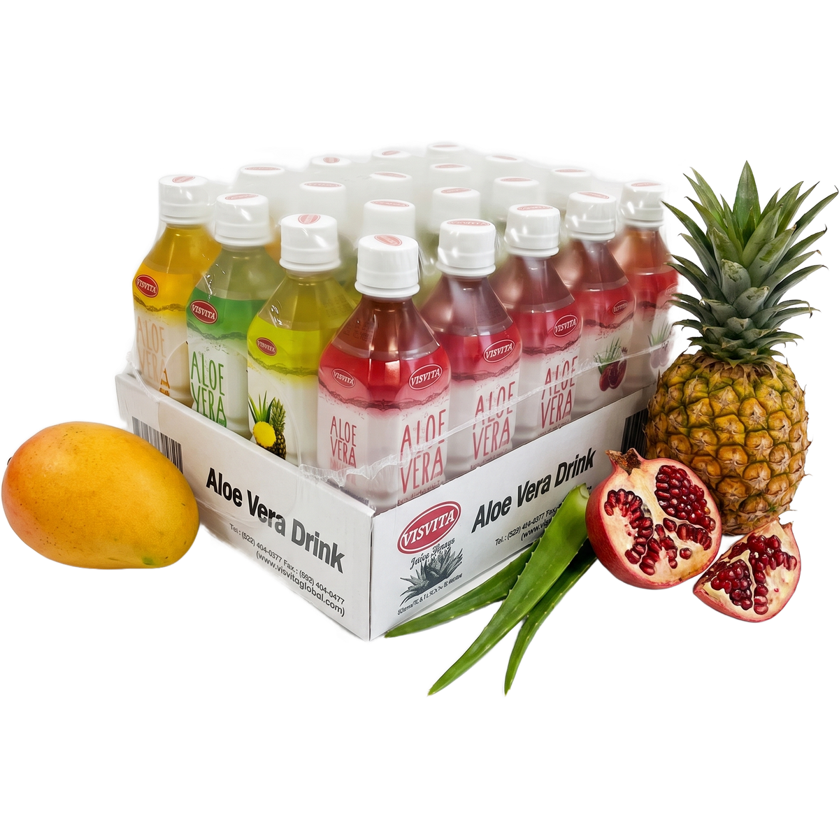 VISVITA Aloe Vera Variety Pack case with fresh fruit